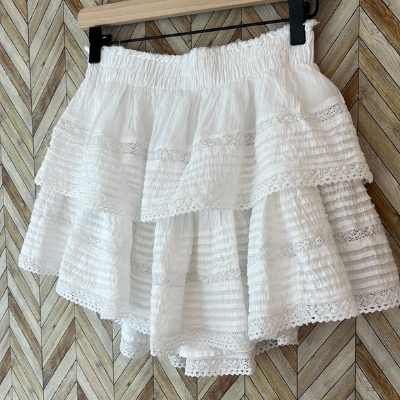 Aerie White Rock N Ruffle Mini Skirt Ruffle Lace Skirt - Picture 3 of 8
